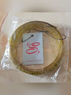 Splendette Greenish Gold Glitter Bangle in Medium Classic size NWT